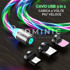 Cavo USB 3 in 1 Carica Rapida - Adatto per iPhone & Android